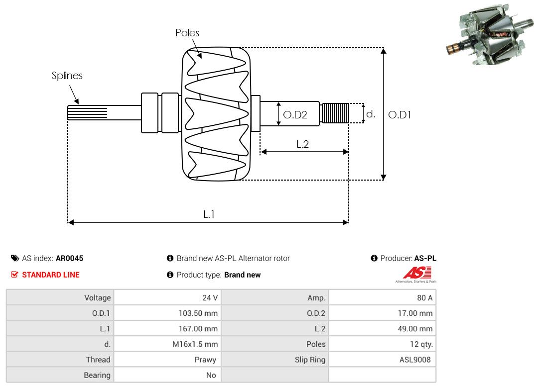 Levně Rotor, generátor AS-PL AR0045