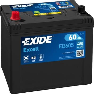 Autobaterie Exide Excell 12V, 60Ah, 390A, EB605