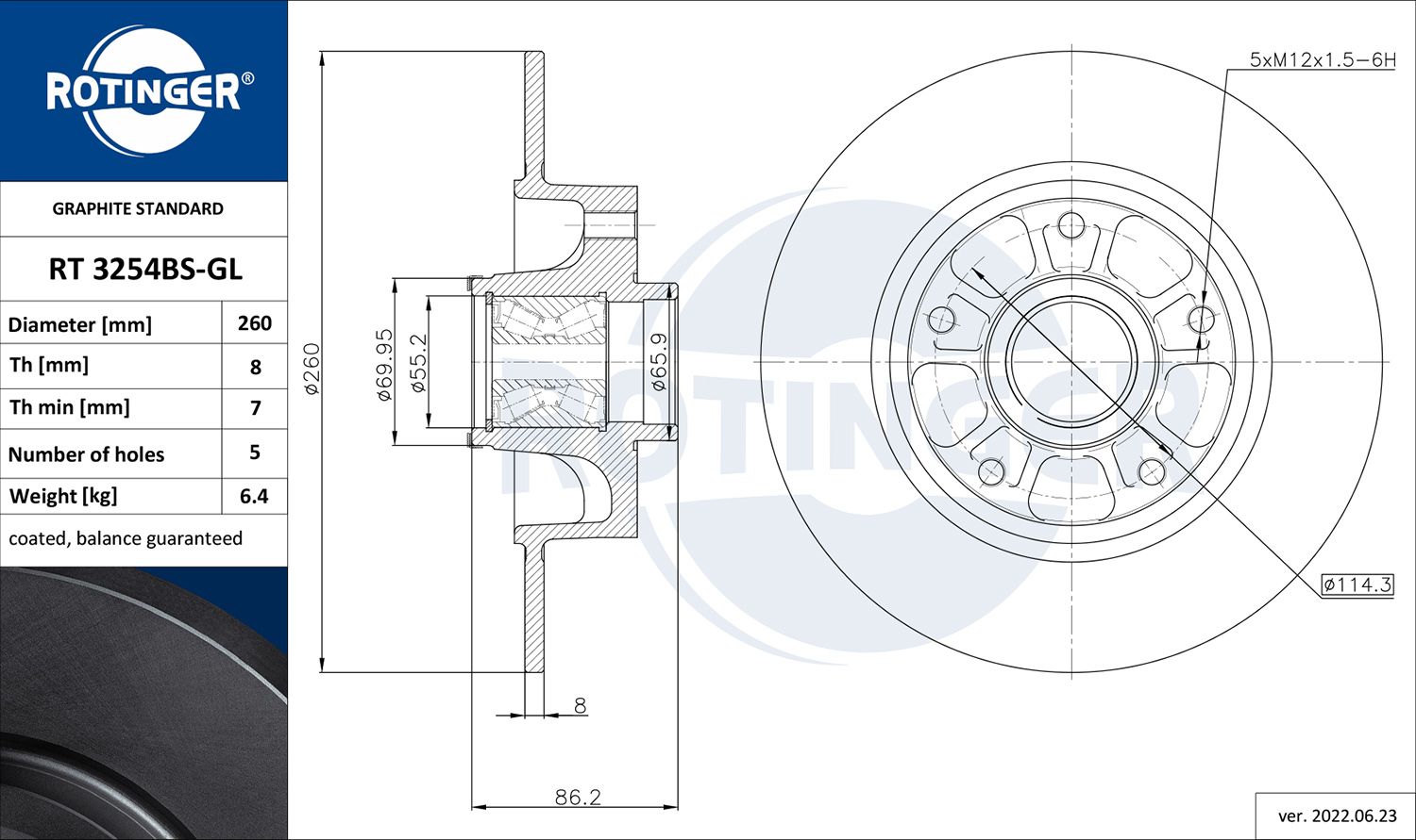 Tarcza hamulcowa ROTINGER RT 3254BS-GL