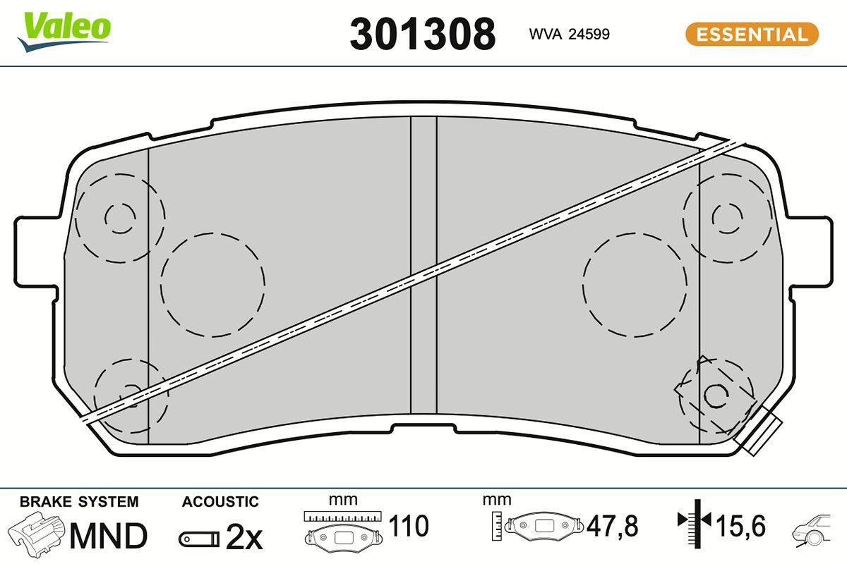 set placute frana,frana disc VALEO ESSENTIAL 301308