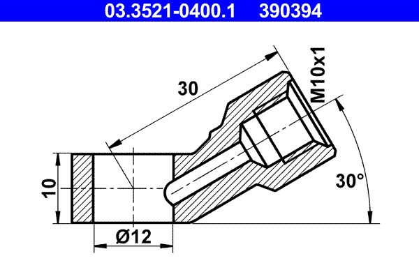 Conector, conducte metal ATE 03.3521-0400.1