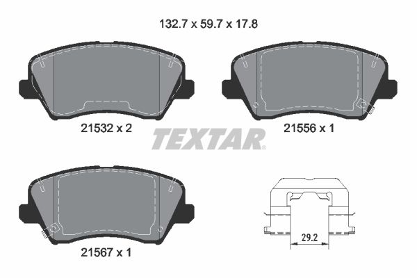 Sada brzdových platničiek kotúčovej brzdy TEXTAR 2153201