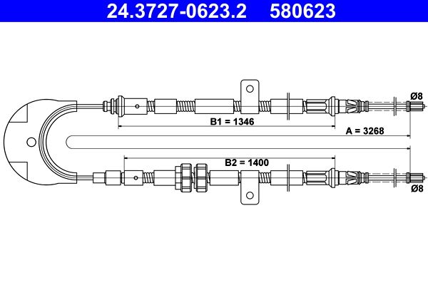 Cablu, frana de parcare ATE 24.3727-0623.2