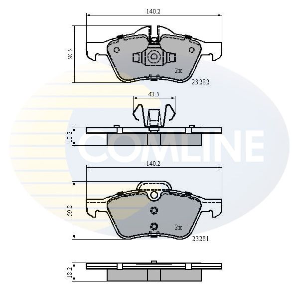 Zestaw klocków hamulcowych, hamulce tarczowe COMLINE CBP01548