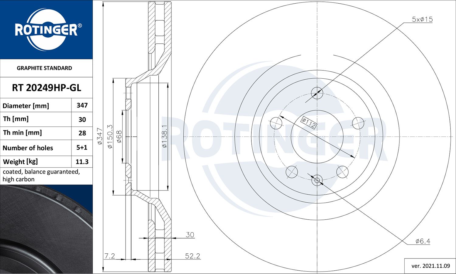 Disc frana ROTINGER GRAPHITE LINE RT 20249HP-GL