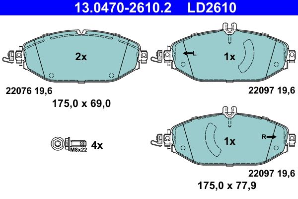 Sada brzdových platničiek kotúčovej brzdy ATE 13.0470-2610.2