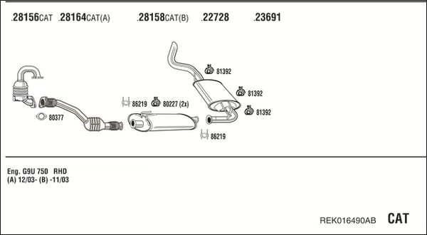 Układ wydechowy WALKER REK016490AB