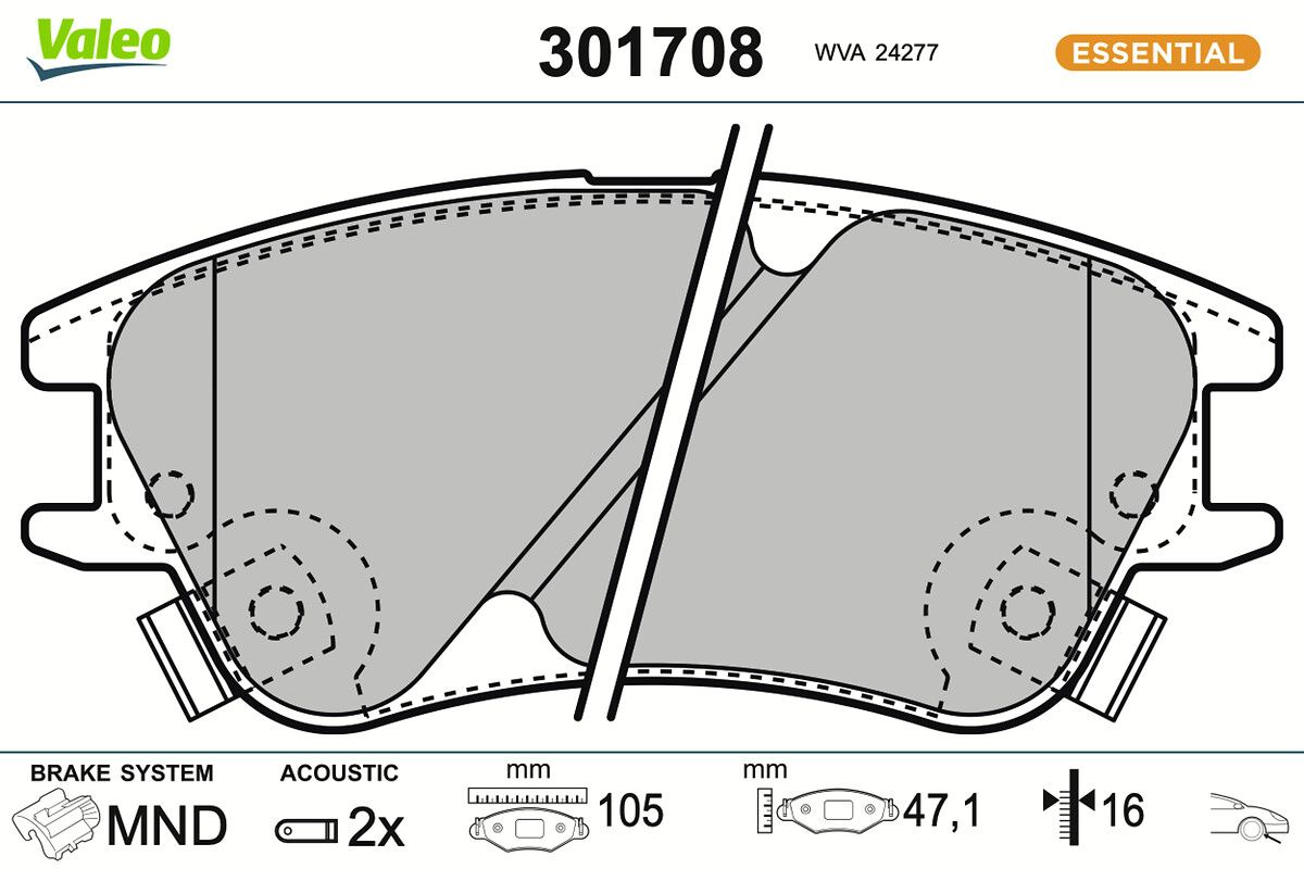 set placute frana,frana disc VALEO ESSENTIAL 301708