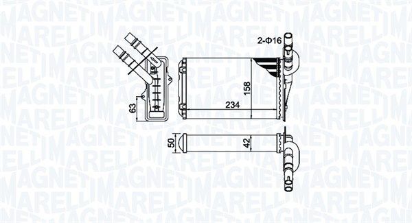 Wymiennik ciepła, ogrzewanie wnętrza MAGNETI MARELLI 350218404000