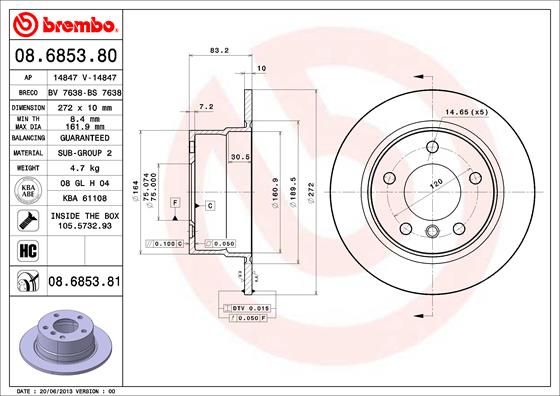 Brzdový kotouč BREMBO 08.6853.81