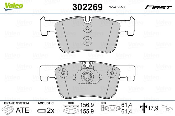 Sada brzdových platničiek kotúčovej brzdy VALEO 302269