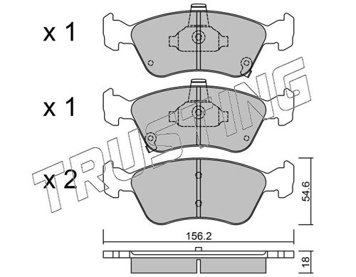 Zestaw klocków hamulcowych, hamulce tarczowe TRUSTING 296.0