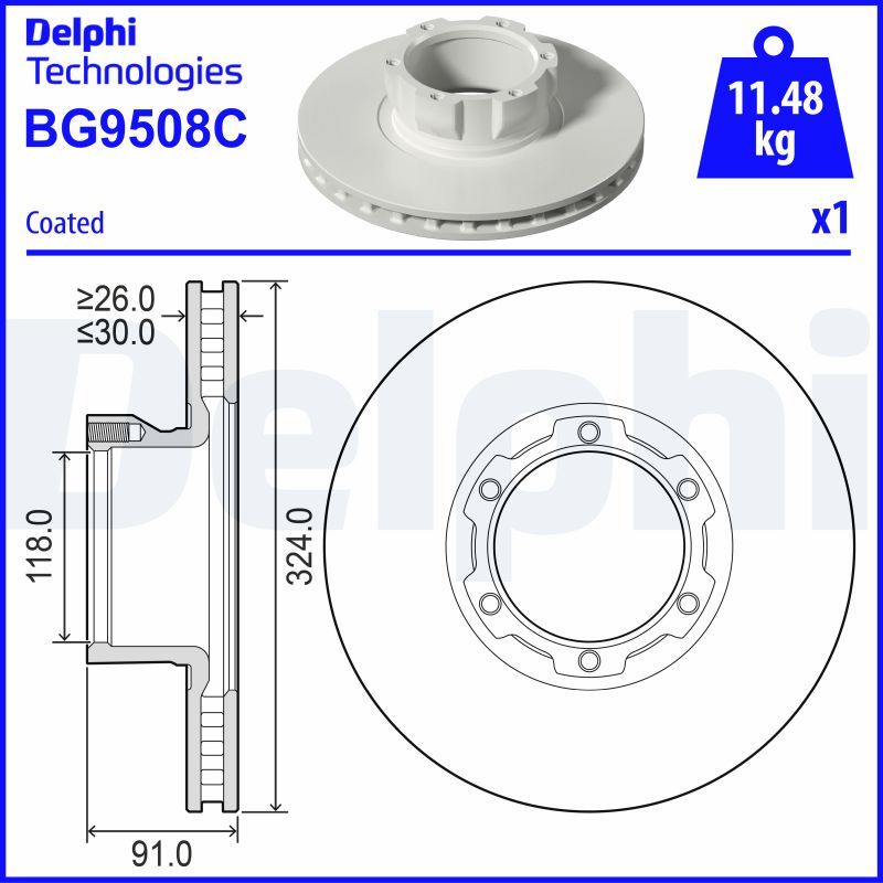 Tarcza hamulcowa DELPHI BG9508C