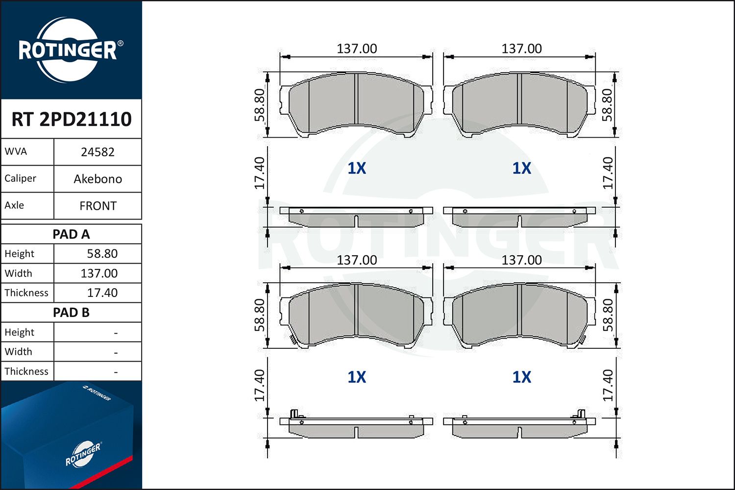 set placute frana,frana disc ROTINGER RT 2PD21110
