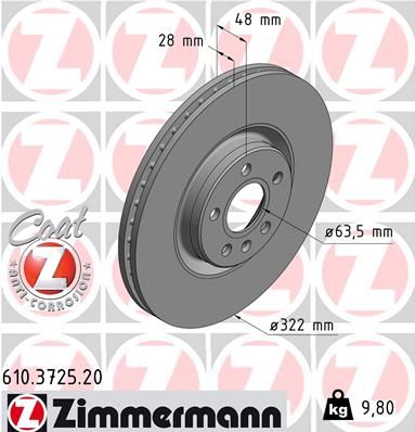 Brzdový kotouč ZIMMERMANN 610.3725.20