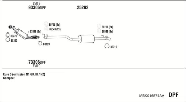 Układ wydechowy WALKER MBK016574AA