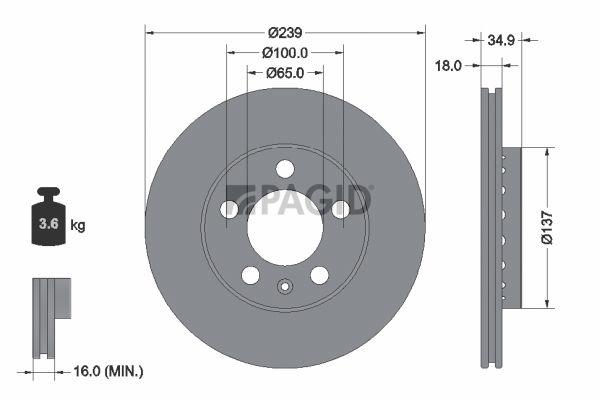 Tarcza hamulcowa PAGID 50317NC