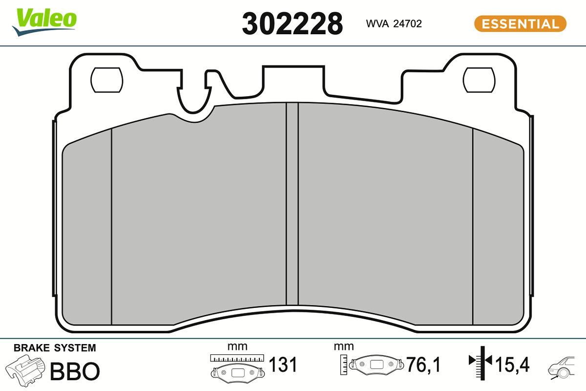 Sada brzdových destiček, kotoučová brzda VALEO 302228
