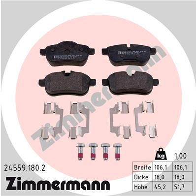 Sada brzdových platničiek kotúčovej brzdy ZIMMERMANN 24559.180.2