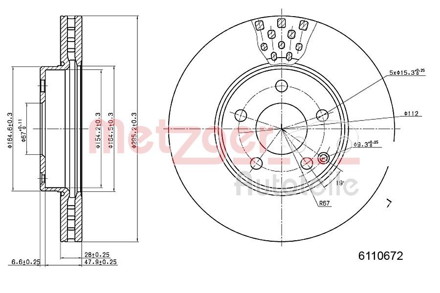 Tarcza hamulcowa METZGER AUTOTEILE 6110672