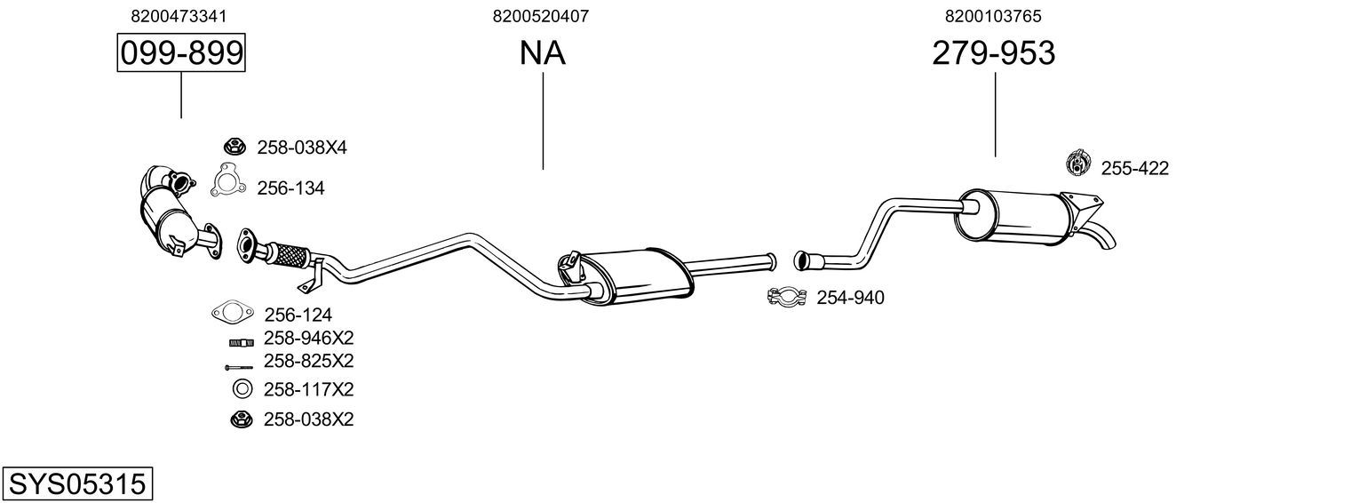 Układ wydechowy BOSAL SYS05315