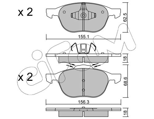 Zestaw klocków hamulcowych, hamulce tarczowe CIFAM 822-534-1