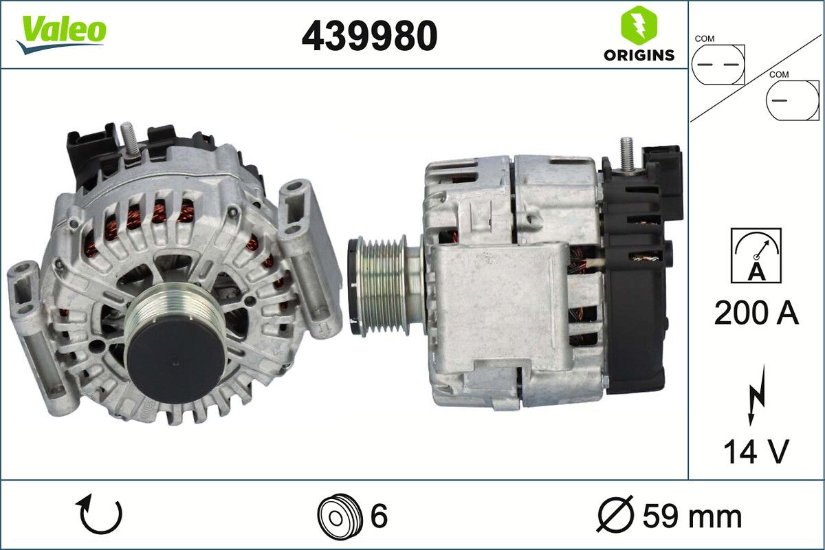 Generator / Alternator VALEO ORIGINS NEW OE TECHNOLOGY 439980