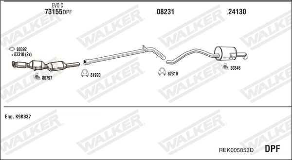 Układ wydechowy WALKER REK005853D
