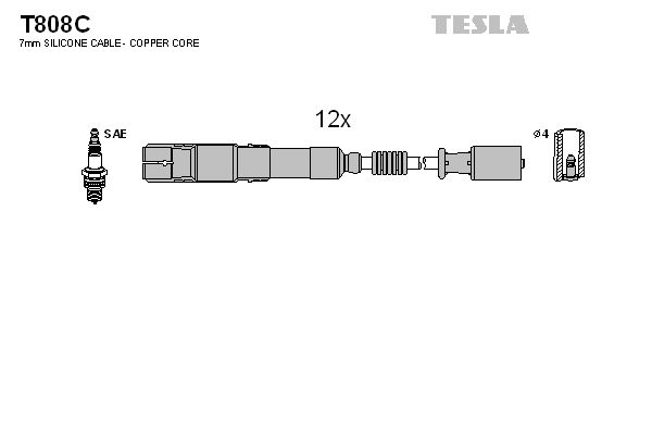 Sada kabelů pro zapalování TESLA T808C