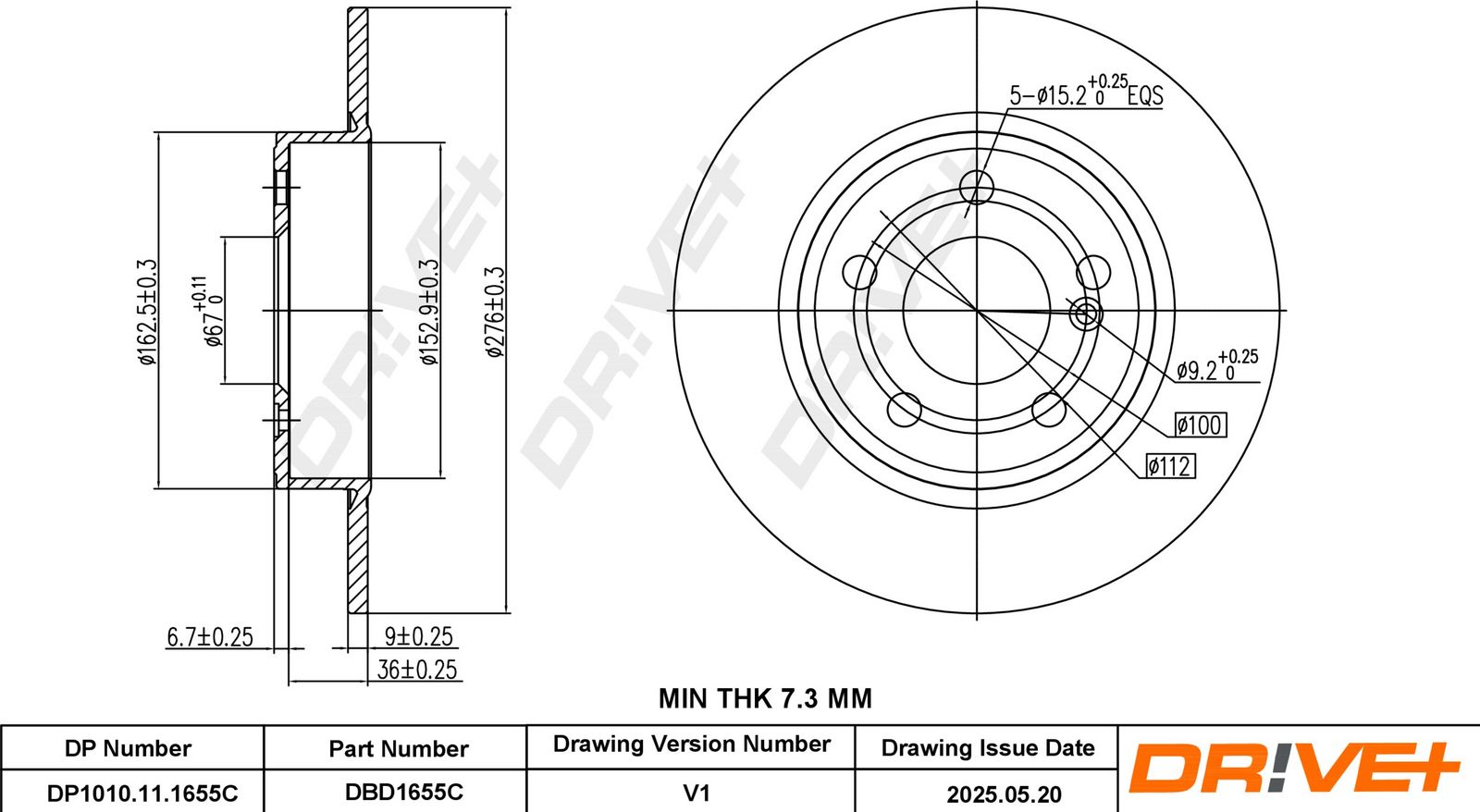 Tarcza hamulcowa DR!VE+ DBD1655C