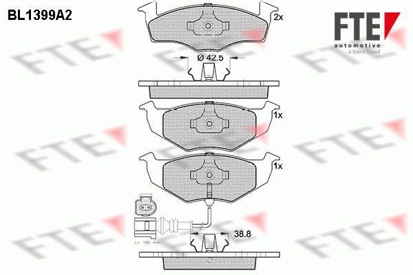 Sada brzdových platničiek kotúčovej brzdy FTE BL1399A2