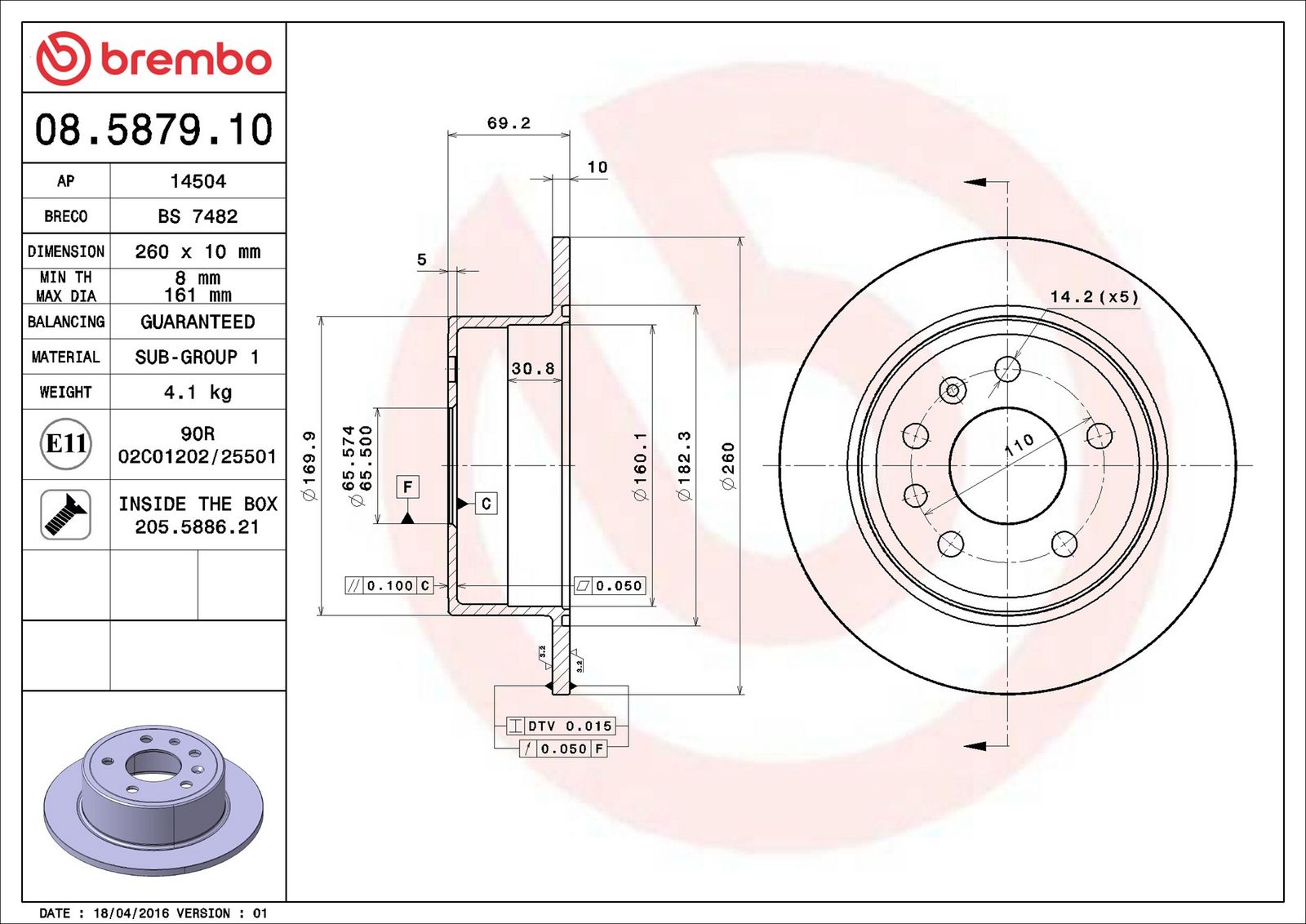 Levně Brzdový kotouč BREMBO 08.5879.10