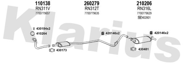 Układ wydechowy KLARIUS 720261E
