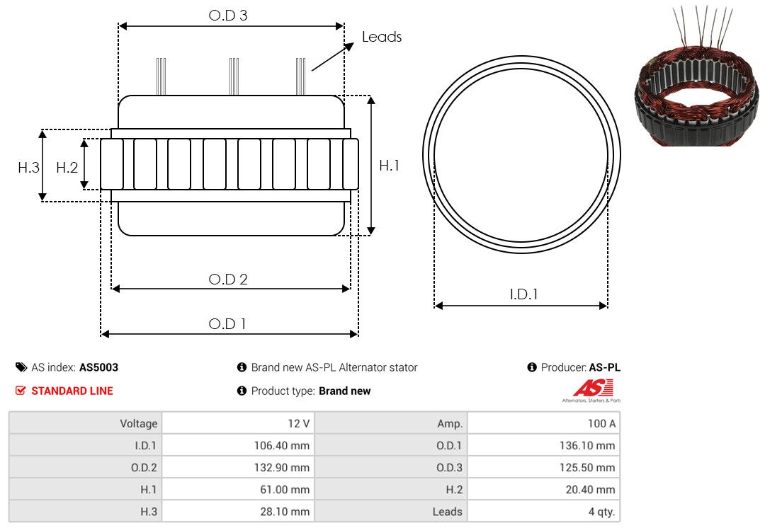 Levně Stator, generátor AS-PL AS5003