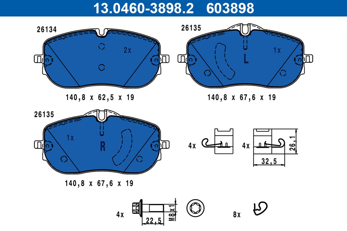 set placute frana,frana disc ATE 13.0460-3898.2