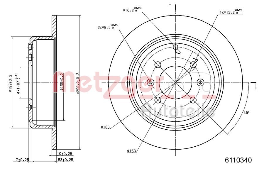 Tarcza hamulcowa METZGER AUTOTEILE 6110340