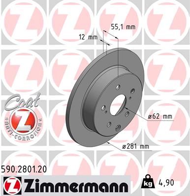 Brzdový kotouč ZIMMERMANN 590.2801.20