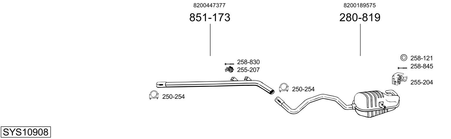 Układ wydechowy BOSAL SYS10908
