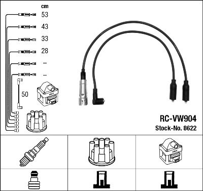 Sada kabelů pro zapalování NGK RC-VW904