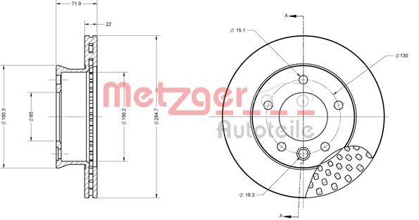Tarcza hamulcowa METZGER AUTOTEILE 6110676