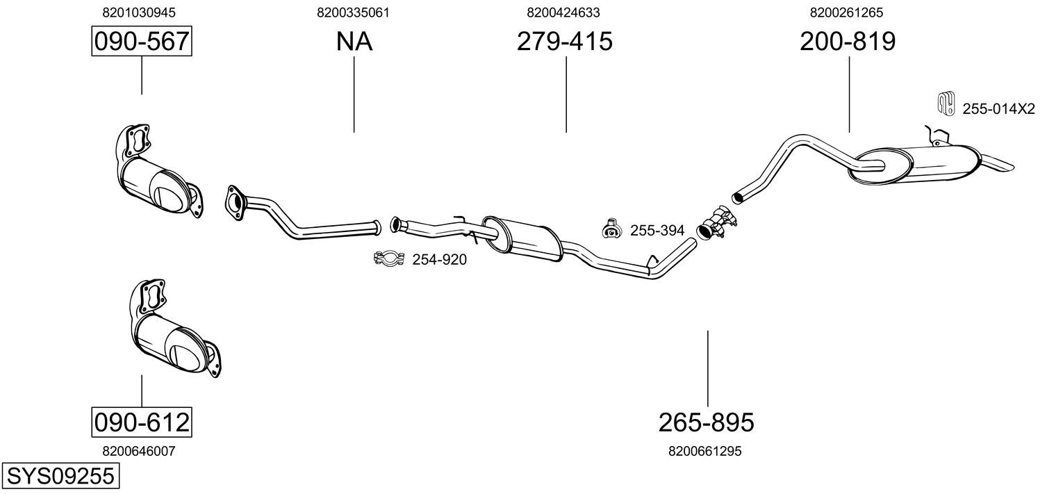 Układ wydechowy BOSAL SYS09255
