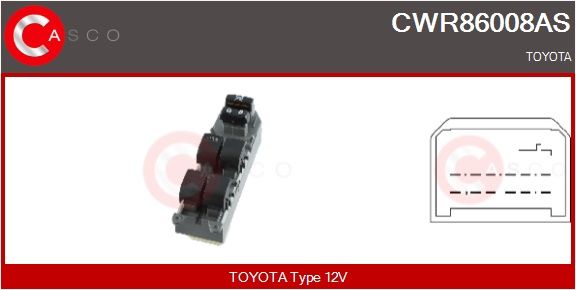 Spínač, zvedací zařízení oken CASCO CWR86008AS