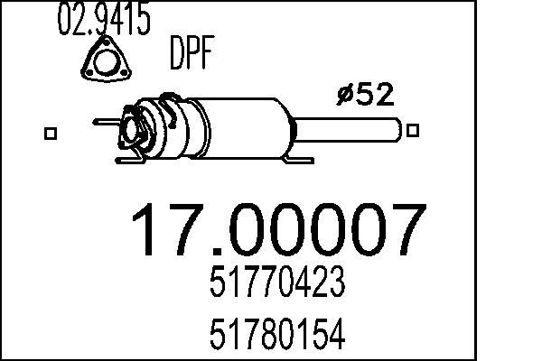 Filtr sadzy / filtr cząstek stałych, układ wydechowy MTS 51780154