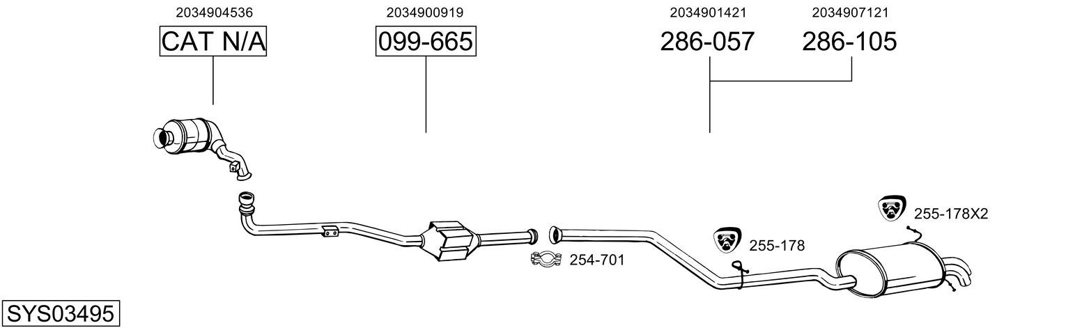 Układ wydechowy BOSAL SYS03495