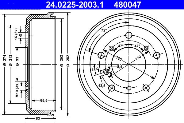 Tambur frana ATE 24.0225-2003.1