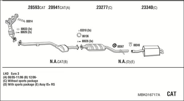 Układ wydechowy WALKER MBK016717A