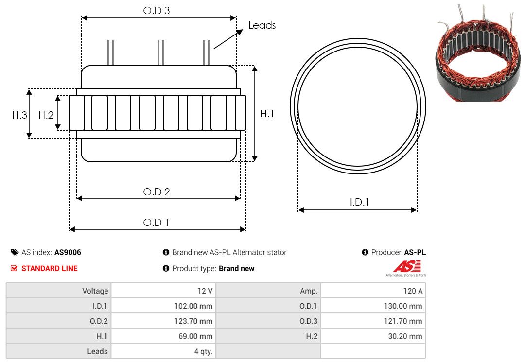 Levně Stator, generátor AS-PL AS9006