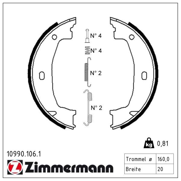 Set saboti frana, frana de mana ZIMMERMANN 10990.106.1