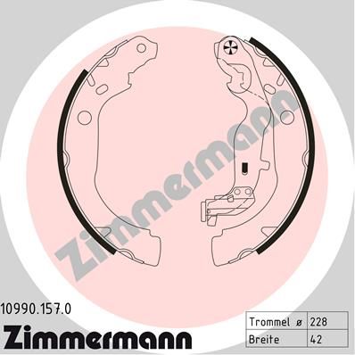 Zestaw szczęk hamulcowych ZIMMERMANN 10990.157.0