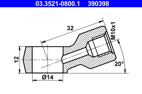 Conector, conducte metal ATE 03.3521-0800.1
